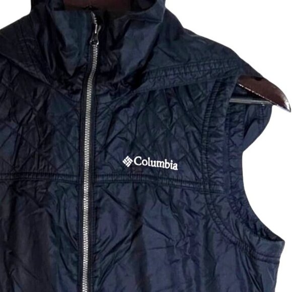 Columbia Mighty Lite Black Full Zip Hooded Nylon All Season Vest Size Small - Picture 2 of 8